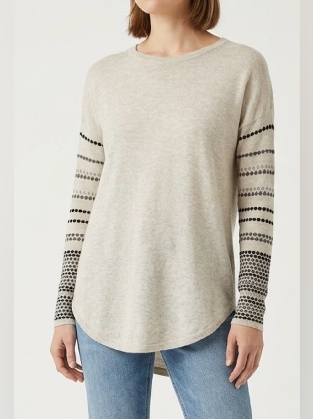 Smartwool Shadow Pine Pointelle Stripe Tunic Sweater XS Ash Heather Quiet Luxury